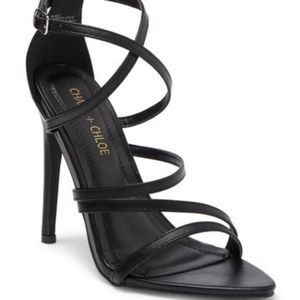 Chase + Chloe Black Strappy 3 in. Heels